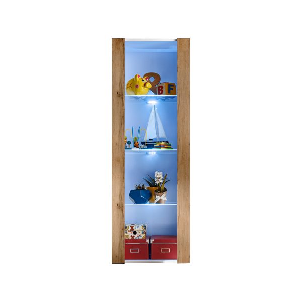 Tivoli Glass-Shelf Cabinet, Wotan/White LED Lighting Blue - Image 4