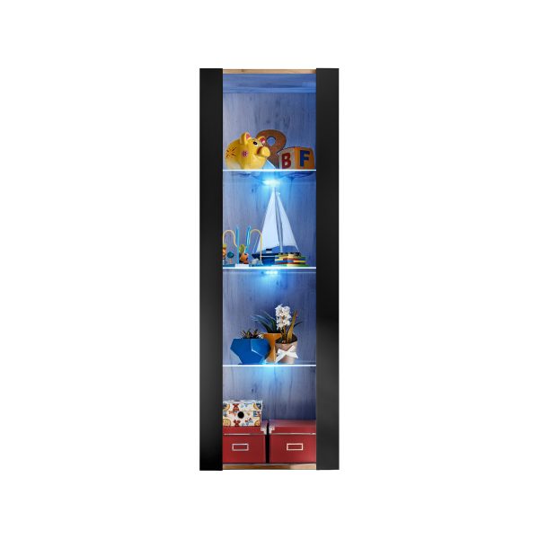 Tivoli Glass-Shelf Cabinet, Black/Wotan LED Lighting Blue - Image 4