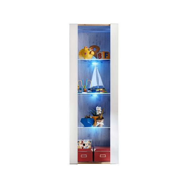 Tivoli Glass-Shelf Cabinet, White/Wotan LED Lighting Blue - Image 4