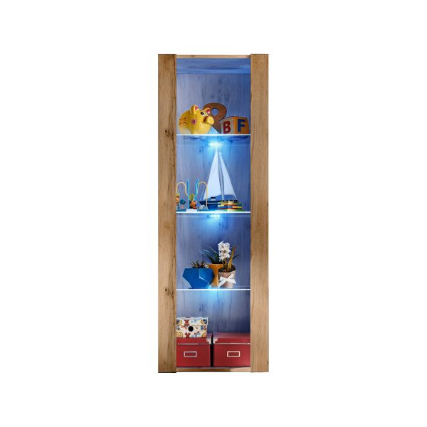 Tivoli Glass-Shelf Cabinet, Wotan/Wotan LED Lighting Blue - Image 4