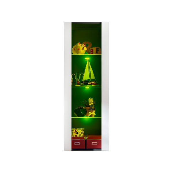 Tivoli Glass-Shelf Cabinet, White/Black RGB LED Lighting - Image 4