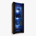 Tivoli Glass-Shelf Cabinet, Black/Wotan LED Lighting Blue