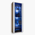 Tivoli Glass-Shelf Cabinet, White/Wotan LED Lighting Blue