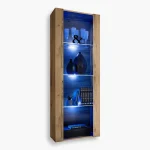 Tivoli Glass-Shelf Cabinet, Wotan/Wotan LED Lighting Blue