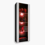 Tivoli Glass-Shelf Cabinet, White/Black RGB LED Lighting