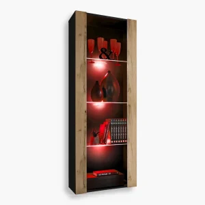 Tivoli Glass-Shelf Cabinet, Wotan/RGB LED Lighting Black