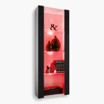 Tivoli Glass-Shelf Cabinet, Black/White RGB LED Lighting