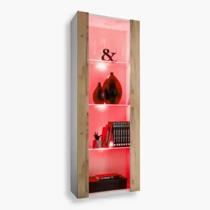 Tivoli Glass‑Shelf Cabinet, Wotan/White RGB LED Lighting