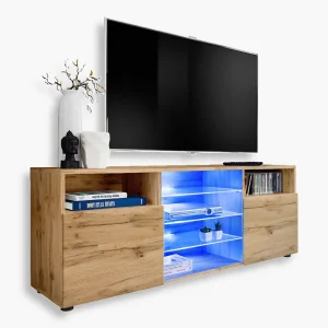 TV cabinet Urbino, Wotan/Wotan LED lighting blue