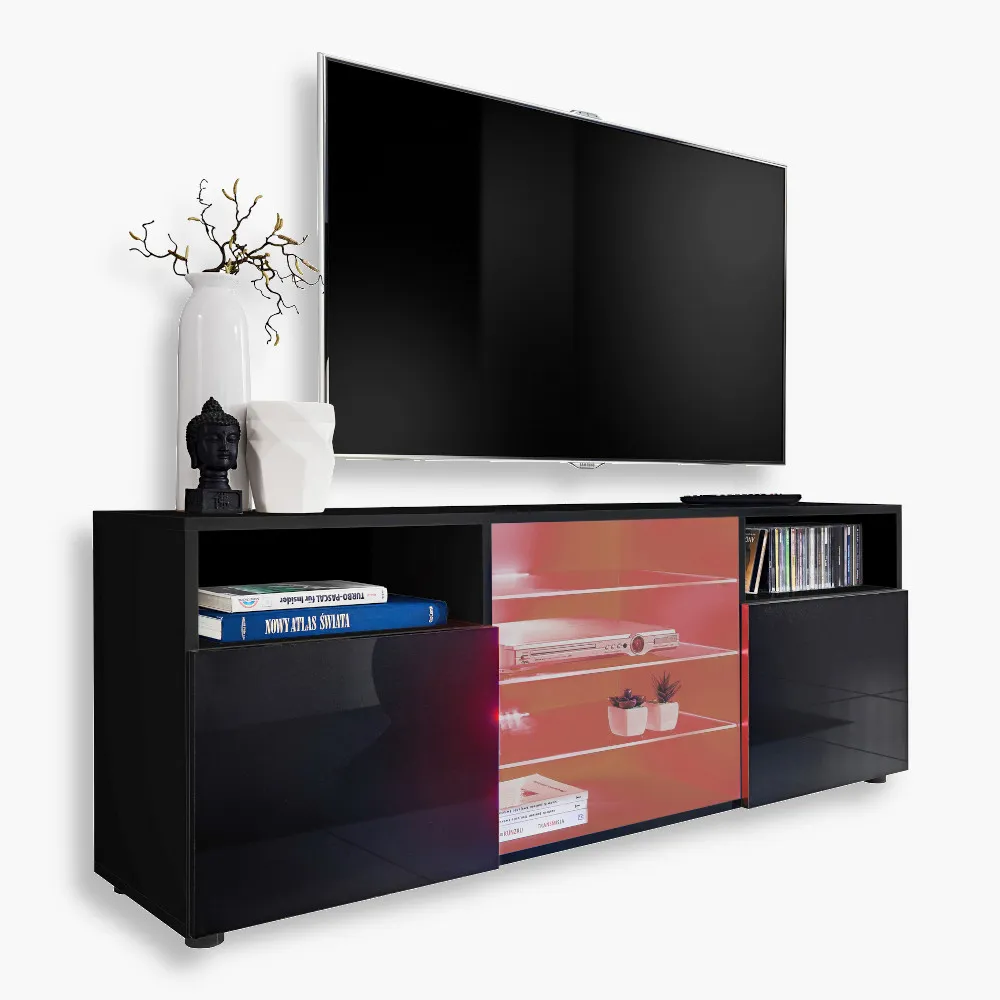 Urbina-RGB-Black-Black-1-1.webp Urbino TV cabinet, black/black RGB LED lighting - Image 1