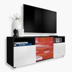 Urbino TV cabinet, white/black RGB LED lighting