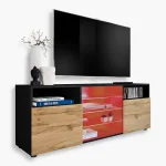 Urbino TV cabinet, Wotan/Black RGB LED lighting