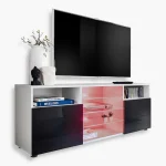 Urbino TV cabinet, black/white RGB LED lighting