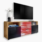 Urbino TV Cabinet, Black/Wotan RGB LED Lighting
