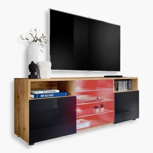 Urbino TV Cabinet, Black/Wotan RGB LED Lighting