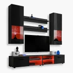 Varallo TV furniture set, black/black RGB LED lighting