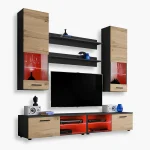 Varallo RTV furniture set, Wotan/black RGB LED lighting