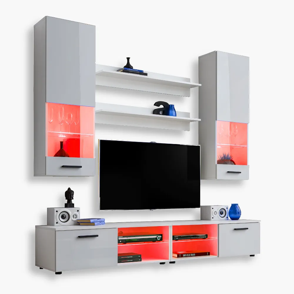 Varallo-RGB-White-White-1-1.webp Varallo TV furniture set, white/white RGB LED lighting - Image 1