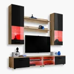Varallo TV furniture set, black/wotan RGB LED lighting