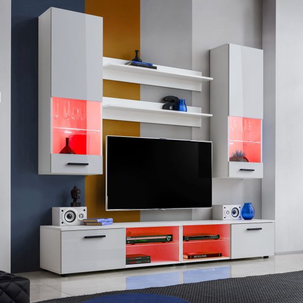 Varallo TV furniture set, white/white RGB LED lighting - Image 2