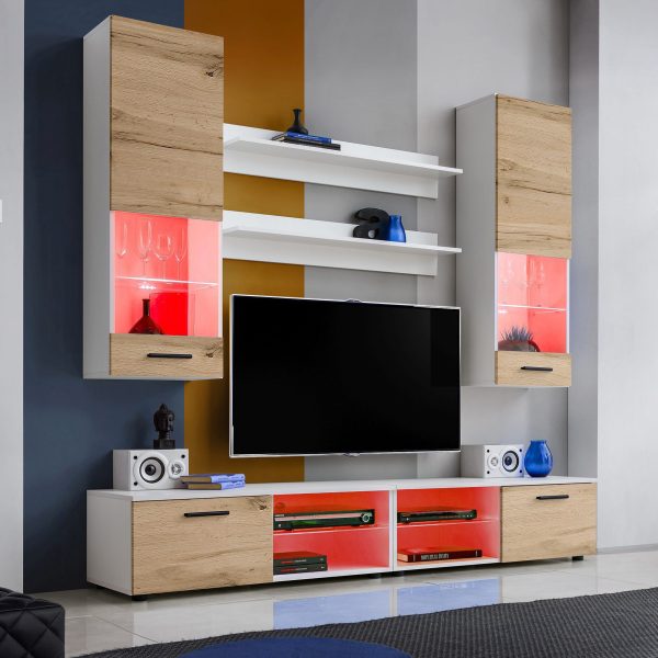Varallo TV furniture set, Wotan/white RGB LED lighting - Image 2