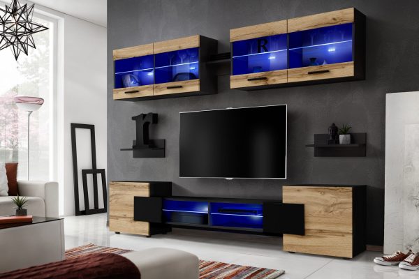 Foggia TV Furniture Set, Wotan/Black - Image 2