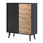 Saskatoon KD104 – chest of drawers, black, oak artisan, width 104 cm, height 125 cm, depth 39 cm