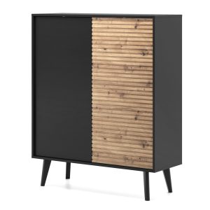 Saskatoon KD104 – chest of drawers, black, oak artisan, width 104 cm, height 125 cm, depth 39 cm