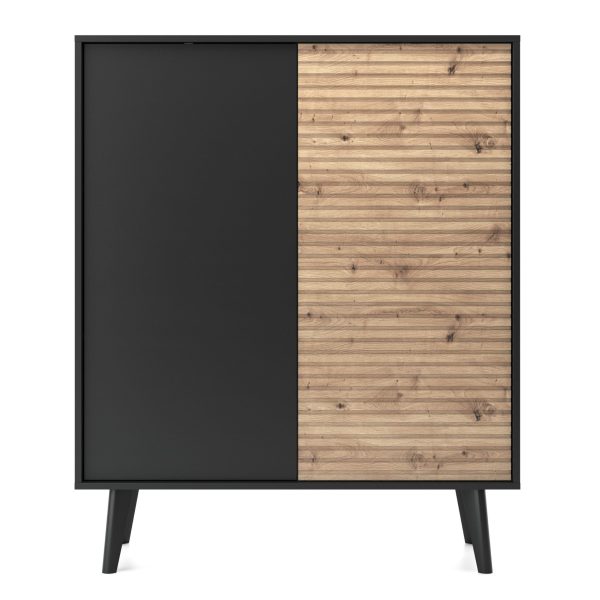 Saskatoon KD104 – chest of drawers, black, oak artisan, width 104 cm, height 125 cm, depth 39 cm - Image 2