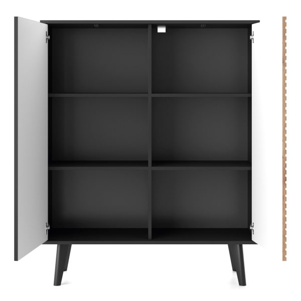 Saskatoon KD104 – chest of drawers, black, oak artisan, width 104 cm, height 125 cm, depth 39 cm - Image 4