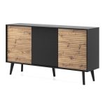 Saskatoon K154 – chest of drawers, black, oak artisan, width 154 cm, height 83 cm, depth 39 cm