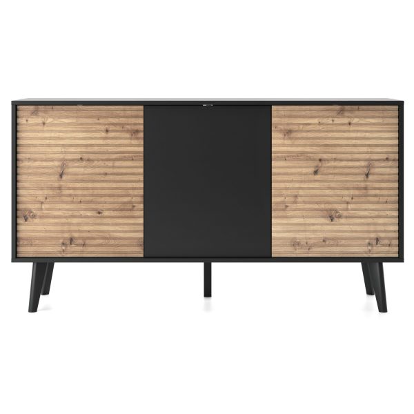 Saskatoon K154 – chest of drawers, black, oak artisan, width 154 cm, height 83 cm, depth 39 cm - Image 2