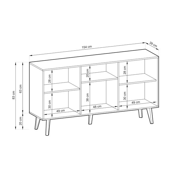 Saskatoon K154 – chest of drawers, black, oak artisan, width 154 cm, height 83 cm, depth 39 cm - Image 5