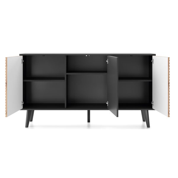 Saskatoon K154 – chest of drawers, black, oak artisan, width 154 cm, height 83 cm, depth 39 cm - Image 4