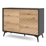 Jasper K104 – Chest of drawers, evoke oak, black, width 104 cm, height 119 cm, depth 39 cm