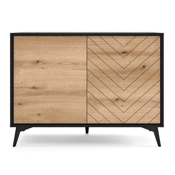 Jasper K104 – Chest of drawers, evoke oak, black, width 104 cm, height 119 cm, depth 39 cm - Image 2