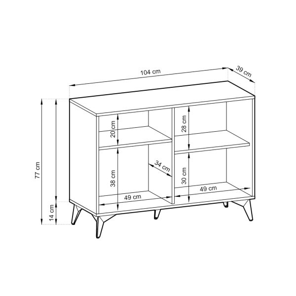 Jasper K104 – Chest of drawers, evoke oak, black, width 104 cm, height 119 cm, depth 39 cm - Image 4