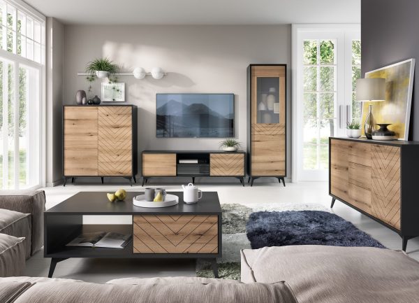 Jasper K104 – Chest of drawers, evoke oak, black, width 104 cm, height 119 cm, depth 39 cm - Image 6