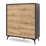 Jasper KD104 – Chest of drawers, evoke oak, black, width 104 cm, height 77 cm, depth 39 cm