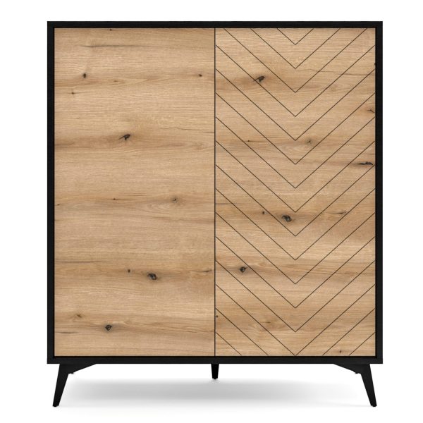 Jasper KD104 – Chest of drawers, evoke oak, black, width 104 cm, height 77 cm, depth 39 cm - Image 4