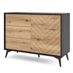 Jasper KSZ104 chest of drawers – chest of drawers, evoke oak, black, width 104 cm, height 77 cm, depth 39 cm