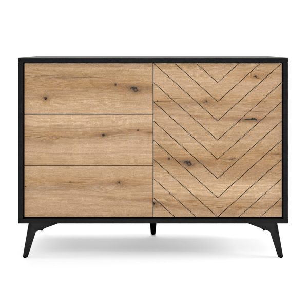 Jasper KSZ104 chest of drawers – chest of drawers, evoke oak, black, width 104 cm, height 77 cm, depth 39 cm - Image 2
