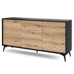 Jasper KSZ154 – chest of drawers, evoke oak, black, width 154 cm, height 77 cm, depth 39 cm
