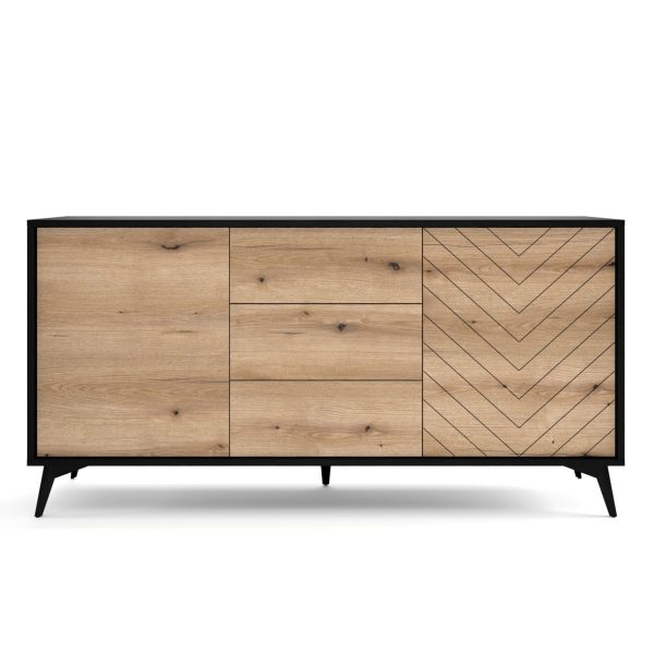 Jasper KSZ154 – chest of drawers, evoke oak, black, width 154 cm, height 77 cm, depth 39 cm - Image 2