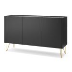 Canmore K144 – Three-door chest of drawers, black, width 144 cm, height 83 cm, depth 37 cm