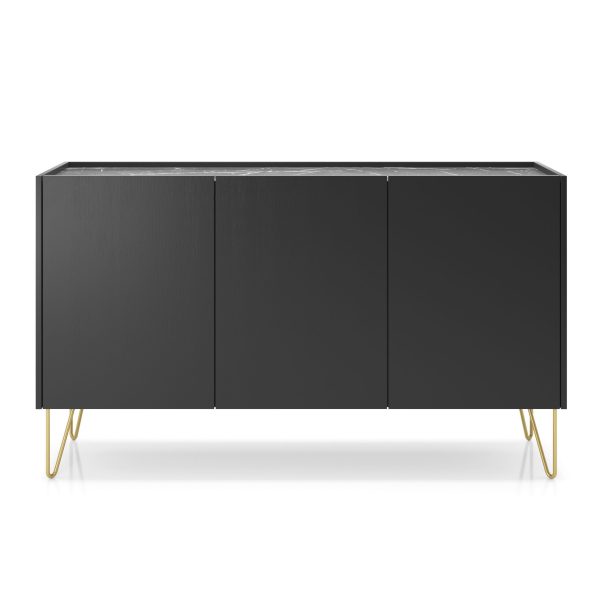 Canmore K144 – Three-door chest of drawers, black, width 144 cm, height 83 cm, depth 37 cm - Image 2