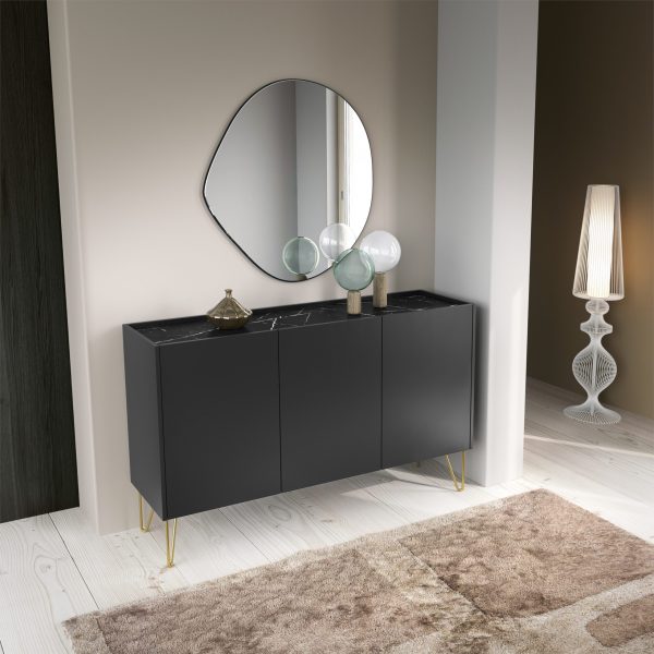 Canmore K144 – Three-door chest of drawers, black, width 144 cm, height 83 cm, depth 37 cm - Image 3