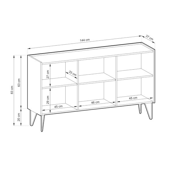 Canmore K144 – Three-door chest of drawers, black, width 144 cm, height 83 cm, depth 37 cm - Image 5