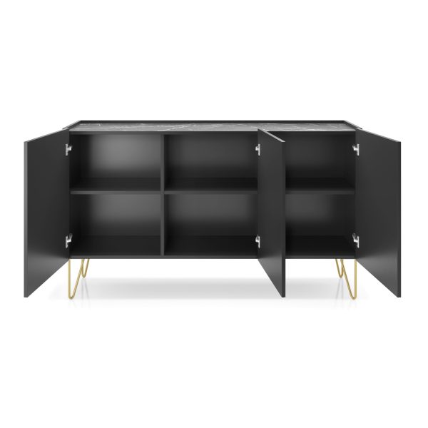 Canmore K144 – Three-door chest of drawers, black, width 144 cm, height 83 cm, depth 37 cm - Image 4