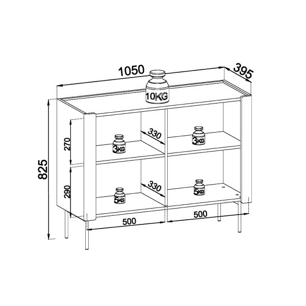 Guelph K105 – two-door chest of drawers, walnut, cashmere, width 105 cm, height 82 cm, depth 39 cm - Image 5